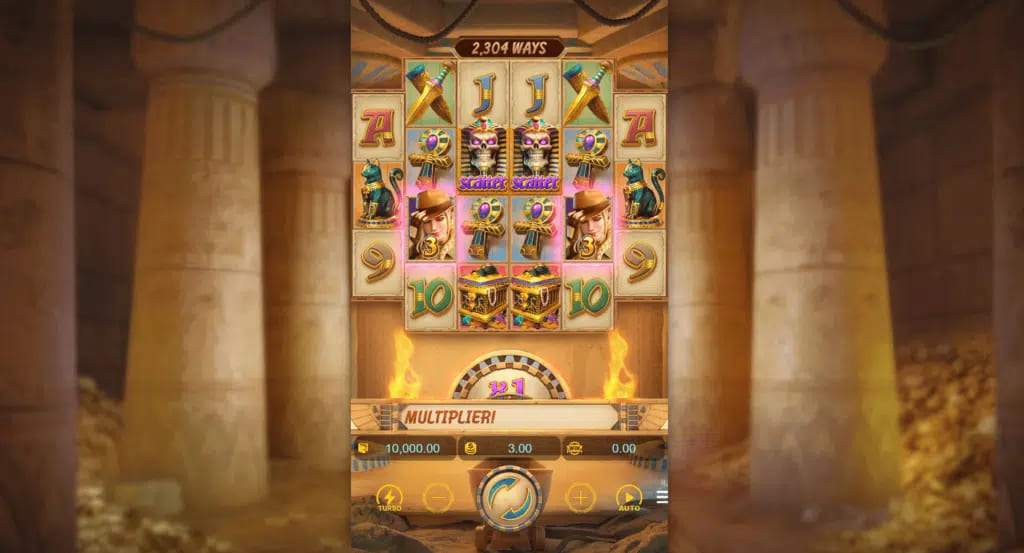 ฟีเจอร์รางวัลโบนัส และสัญลักษณ์เกมสล็อต Raider Janes Crypt of Fortune